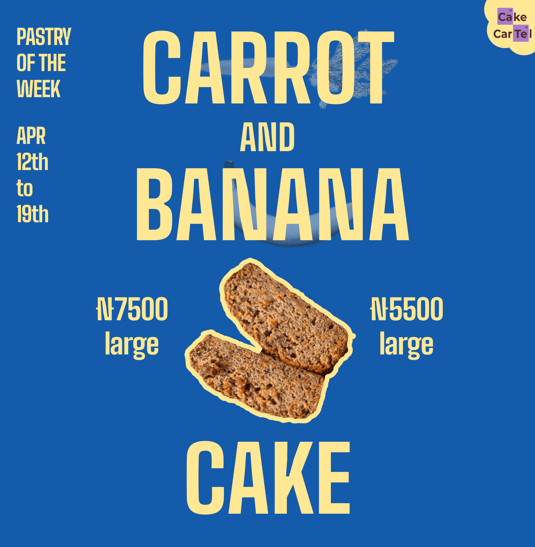 Social media brand poster design for a pastry brand created in 2026 as part of the brand catalogue for weekly product offerings.